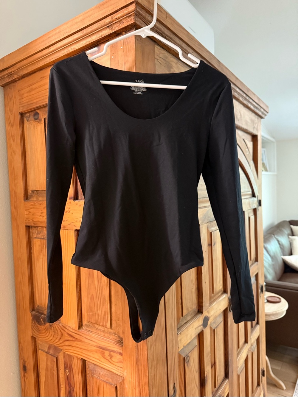 nuuds Black Long-Sleeve Scoop-Neck Bodysuit